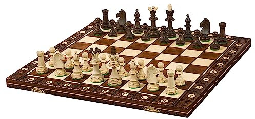 Sunrise Chess Consul Schach Elegant Handgebrannte Holzfiguren Handbemaltes Schachbrett Sorgfältig gemahlen Optimal ausbalanciert Kassette mit Einsatz