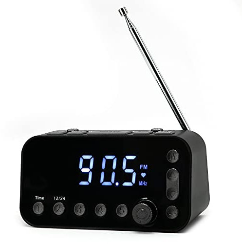 Reloj Despertador Digital con Radio FM Dab, Pantalla LED Grande de 3,5 Pulgadas, Alarmas Duales, Radio Dab Recargable para el Hogar, Mesita de Noche, Repetición de 9 Minutos, 2