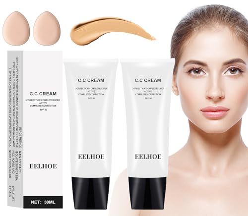2-Pack Skin Tone Adjusting CC Cream SPF 50 for Mature Skin(Natural)