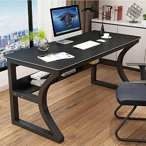 KAZUP Computertisch mit verdicktem Rahmen, moderner, einfacher Arbeitsschreibtisch, Arbeitsplatz, Schreibtisch, Heimbüro-Schreibtisch (47 Zoll, schwarz)