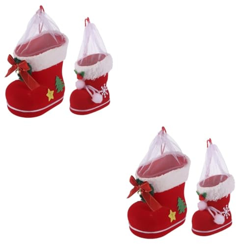 4 Piezas De Para Niños Botas De Chimenea De Navidad Media Colgante Soporte Para Dulces De Navidad Adorno De Papá Noel Dulces Para Niños Soporte
