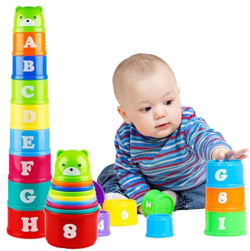 Tedious Gobelets empilables de Couleur, Jouet de gobelets empilables | Jeu de tri coloré pour | éducatifs Montessori à empiler pour l'apprentissage et Le développement, Cadeaux