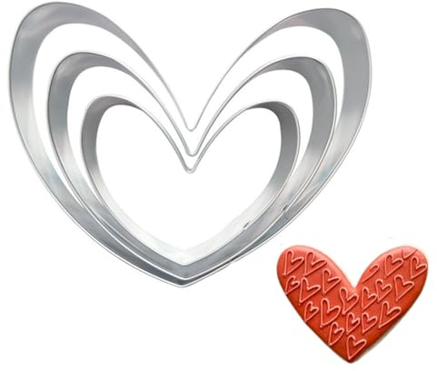 PTaizjjz Heart Cookie Cutters,3PCS Stainless Steel Heart Cutters for Valentine's Day - 12.5cm,10cm,7.5cm