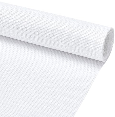 BENECREAT Tessuto In Cotone per Punto Croce Da 16 CT, Panno Aida Da 100x50 cm per Ricamo Artigianale, Cucito A Mano, Artigianato Fai Da Te, 0.5 mm di Spessore