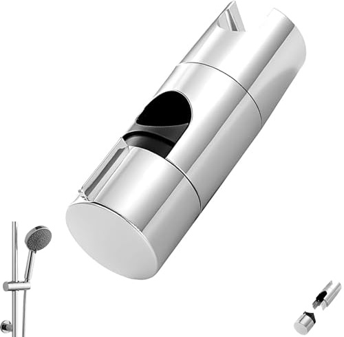 Duschbrause Halterung, Duschkopfhalterung für Duschstange, Handbrause Halterung Verstellbar, Duschhalterung Ohne Bohren Silber, Geeignet für Duschstangen Mit Außendurchmesser Von 18-25 mm