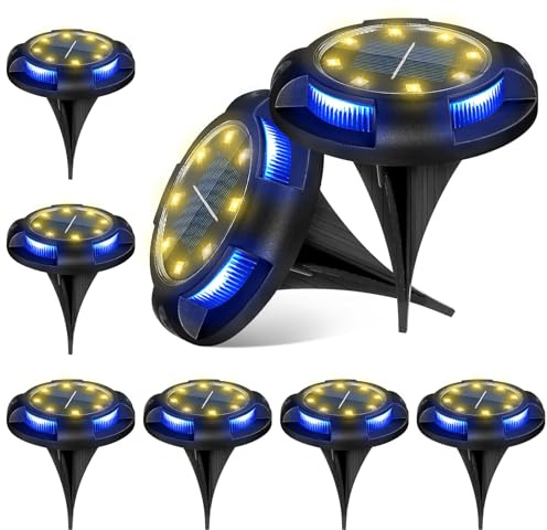 Vegena Solar Bodenleuchte Aussen 8 Stück Solarlampen für Außen 8+4 LED Solarleuchten Garten IP65 Wasserdicht Gartenleuchte Solar Gartenbeleuchtung für Deck, Garten, Gehweg, Rasen, Hof, Warmweiß
