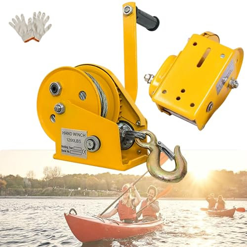 Treuil Manuel Treuil Manuel Robuste, Treuil De Bateau À Manivelle Avec Câble En Acier 98FT/ Treuil De Remorquage À Manivelle Antidérapante Treuil À Engrenage Autobloquant À Deux Voies ( Color : Yellow
