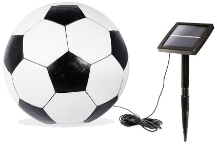 Esotec Fußball Solarkugel, Gartenkugel Ball, 27cm, Akku, Solarlampe, Solarleuchte, Balkondeko, Terrassendeko, LED Leuchtkugel, Gartenbeleuchtung, Gartenfigur, 5500K, außen, wetterfest, 102687