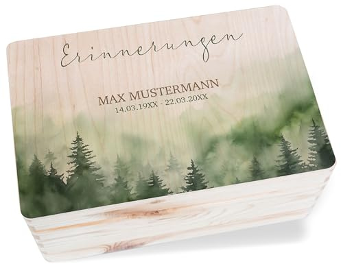 Holzkiste Erinnerungsbox - Trauerbox für Trauerkarten Kartenbox | Box für Trauerbegleitung | Erinnerungskiste Trauer - 30x20x14 cm - Holz - trauergeschenke trauergeschenk verstorbene wald kiste