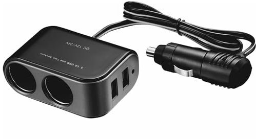 Cigarette Lighter Splitter 2 Sockets, 12V/24V Dual USB Car Charger Power Socket Adapter with 2 USB Ports Fast Charging Multi Double Twin socket Compatible with Car Camera Dash Cam GPS Phone
