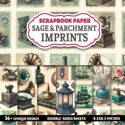 Sage & Parchment Imprints Scrapbook Paper: Vintage Aesthetic Paper For Junk Journals, Scrapbooking, Decoupage, Paper Crafts, and More