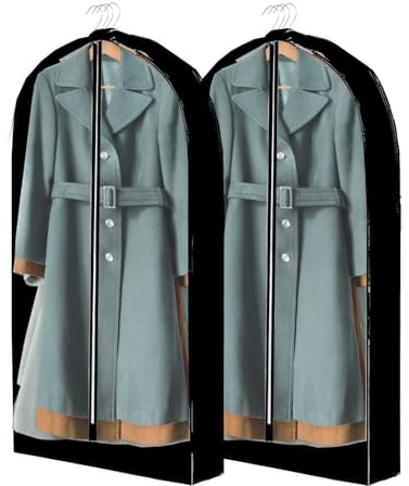 Garment Kleidersack Lang,2 PCS Kleiderhülle Abdeckungen Mottensicher Kleidersäcke für Hängende Lange Kleid Jacke Anzüge Kleider Mäntel Reise Schwarz 60 * 130CM