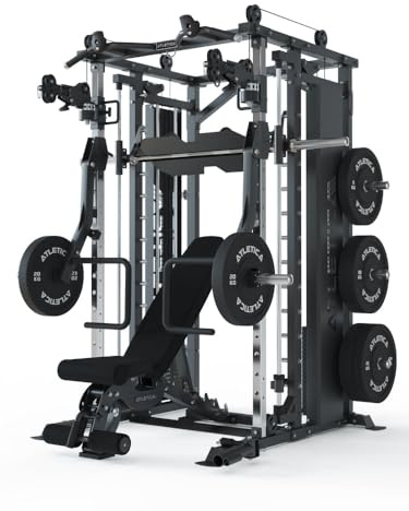 ATLETICA Ensemble Multipresse Forteresse | Target | Câble avec Poids de 180kg | Option Presse à Jambes | Utilisation en Studio Possible