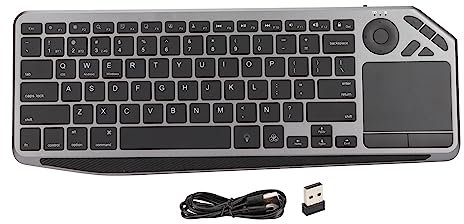 Teclado con panel táctil 2,4G, teclado táctil inalámbrico con retroiluminación colorida, teclado inalámbrico con panel táctil para multimedia