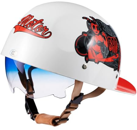 Portatile Mezzi Caschi Jet Casco Scooter Mezzo Casco da Motociclista Vintage Caschi retrò Casco Scodella Mezzo Elmetto Moto retrò Casco Faccia Aperta retrò ECE Omologato Aperto Caschi da Moto
