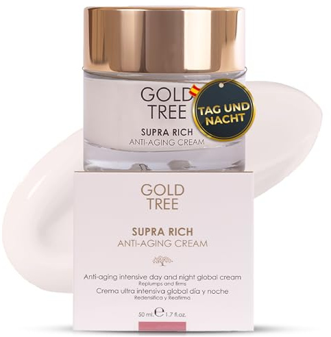 GOLD TREE Anti-Aging-Creme mit Hyaluronsäure für eine schnelle Absorption 50 ml. Gesichtspflege für Frauen. Nacht- und Tagescreme für die Hautpflege. Anti-Pickel-Gesichtscreme für Frauen