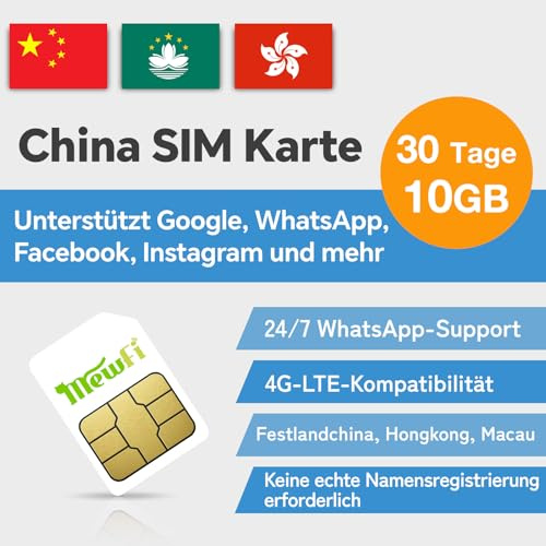 China SIM-Karte – Nur Daten für Festland China, Hongkong & Macau – Nutze Google, Instagram, Twitter, Whatsapp – Aktivierung 2 Tage vor Abreise