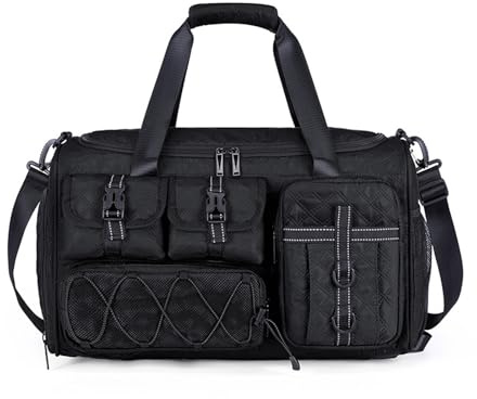 FANDARE 3 IN 1 Sporttasche Reisetasche Rucksack Herren Damen Weekender mit Schuhfach & Trocken- und Nasstrennung Handgepäck Doktortasche Fitnesstasche Trainingstasche Badetasche Reisetasche Schwarz