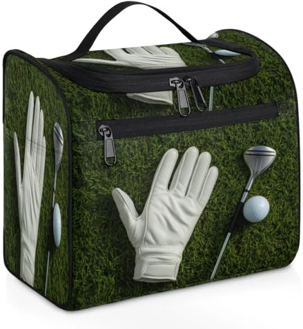 Trousse de toilette de voyage avec gants de golf pour femmes, hommes, enfants, filles, garçons, grande trousse de maquillage à suspendre de 11,2 L, trousse de toilette, trousse de douche, couleur,