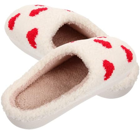 Homoyoyo Pantoufles pour Couple en Peluche 39-40 Eu, Cœur Rouge, Maison