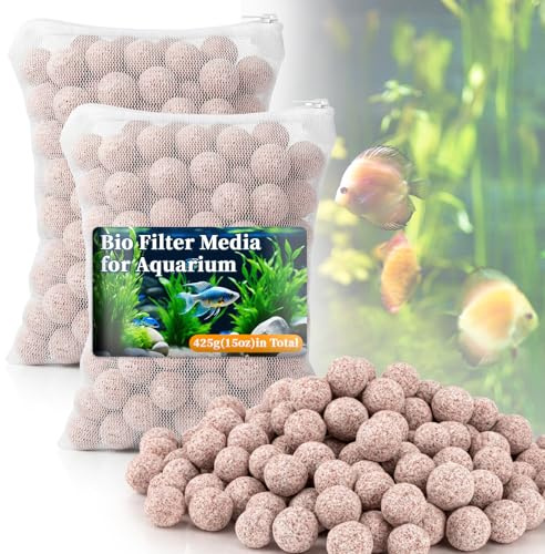Sukh 15oz Ceramic Bio Balls - Aquarium Fish Tank Filter Media for Sump Pond | Nano-Tech Bio-Spheres Filter Biomedia Balls for Canister Koi Ponds, Freshwater Sump Filters, Replacement Material Supplies