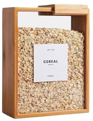Fazvncv Multifunktionaler Bambus-Lebensmittelspender für Müsli und Speisekammern, mit Schiebedeckel-Design