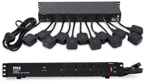 Pyle Pdu Rack Mount, 15-Outlet 1U Rack Mount Power Strip with USB Charging Port, PDU Power Distribution Unit, Ground Lift, Circuit Breaker, Front and Rear Outlets, Home Upgrades