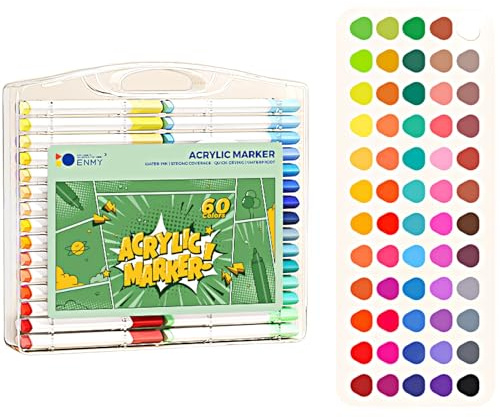 ALBOS Set di 48 pennarelli acrilici per progetti artistici, regalo per le vacanze, penne a doppio pennello per colorare penne da disegno colorate, pennarelli per libri e diari, inchiostro a base