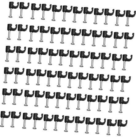 KOMBIUDA 100 Piezas tarjeta de alambre abrazadera de cable grapas para cables teléfono Cubrir atar cierre carro herramientas regletas enchufes clip de alambre abrazaderas de alambre Negro