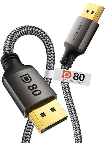 Stouchi 80Gbps Displayport Kabel 2.1 16K 10K 60Hz 8K 240Hz 4K 540Hz (0.5M) | VESA Zertifiziert DP kabel, HDR, HDCP, DSC 1.2a, FreeSync, G-Sync | DP 2.1 Kabel für Gaming-Monitore, RTX 5090, RX 9070