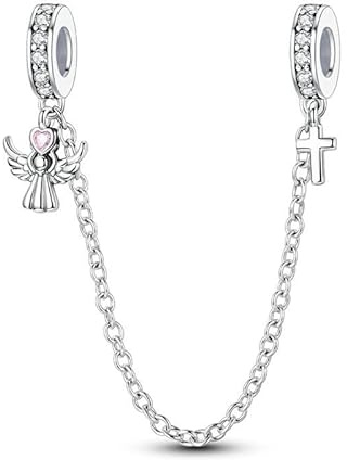 LMLMECREA 925 Sterling Silber Sicherheitskette für Europäische Armbänder | Charms anhänger,925 Silber,kettenanhänger,Sicherheitsclip für Charm-Armbänder,Schmuck,Geschenk für Frauen