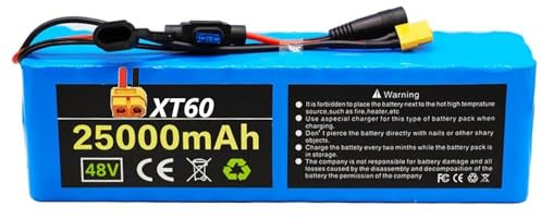 Batería de Litio Scooter Bicicleta Eléctrica de 48V 13S3P Batería de Iones de Litio para Bicicleta Eléctrica 12Ah 14Ah 20Ah 25Ah con Cargador 54.6V para Motores de 1000W XT60 Plug,48V 20Ah
