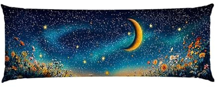Cuscino Corpo Cuscino Gravidanza 160x50cm, Supporto Total Body Ergonomico, Copricuscini Allattamento e Maternità con Federa Velluto Lavabile, per Schiena, Pancia e Gamb, Decorativi (stelle Luna) p-706