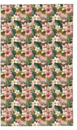 Bannière de vœux avec œillets pour décoration d'intérieur ou d'extérieur Motif fleurs de bananier tropicales roses et blanches 90 x 152 cm