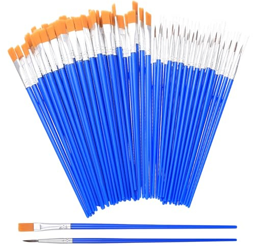 80 Pcs Small Paint Brushes for Decorating, Paintbrushes for Art, Acrylic Paint Brushes Set, Flat & Round Tip Painting Brush Set for Face Oil Paints Acrylic Painting Watercolor Drawing Art Supplies