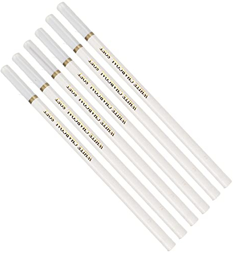Weiße Kohlestifte, Premium-Set, Weich, Mittelhart, Zum Zeichnen, Skizzenkunst, Ungiftig, Umweltfreundlich, für Künstler und Anfänger, 6 Stück