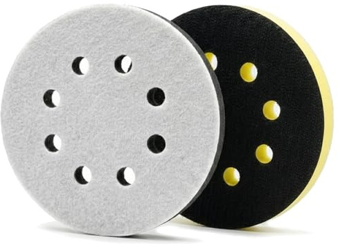 BeiZha 2 Pcs Orbital Sander Interface Pad 5 Inch 8-Hole Self-Adhesive Foam Cushion for Contour Sanding and Surface Polishing