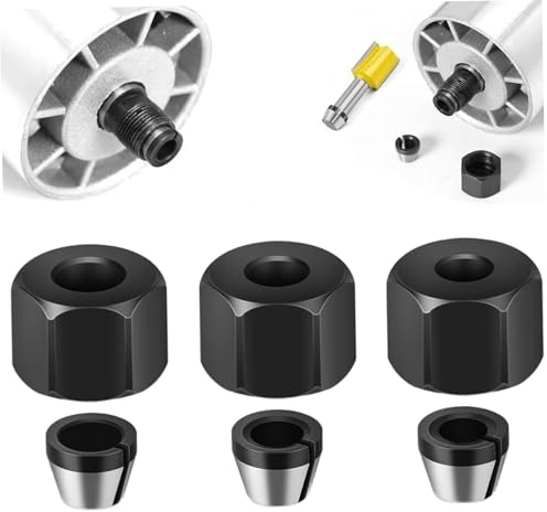 Set di 6 pinze per fresatrice 6mm 6, 35mm 8mm Mandrino di precisione con dado per taglierina elettrica, lavorazione del legno, fresatura e accessori per macchine per incidere