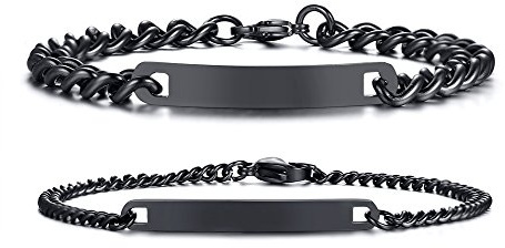 VNOX Personalisierte Gravur Paar Armbänder Personalisierbaren Armbänd Familie Armbänder|Partnerarmband für Paare|Pärchen Armband