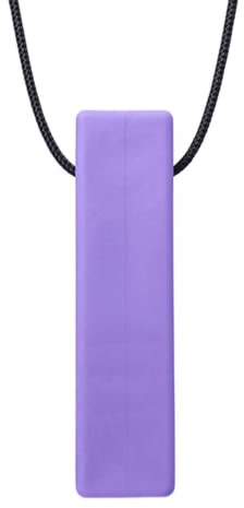 ARK® Kauhalskette in verschiedenen Stärken mit einstellbarer Abreißleine - Sensory Halskette, Beißblock, Kauen, Zahnen, Autismus Block glatt extrafest lavendel