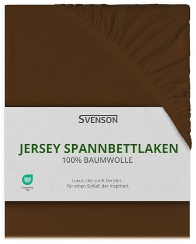 Svenson Jersey Spannbettlaken, Spannbetttuch 100% Baumwolle 140 x 200 cm braun/Schokobraun