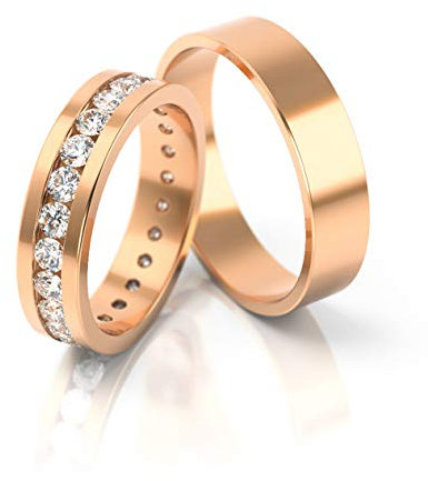 JC Gold Trauringe - Rotgold Eheringe inklusive Steine und Gravur im Paarpreis PL084 (14 Karat (585) Rotgold)
