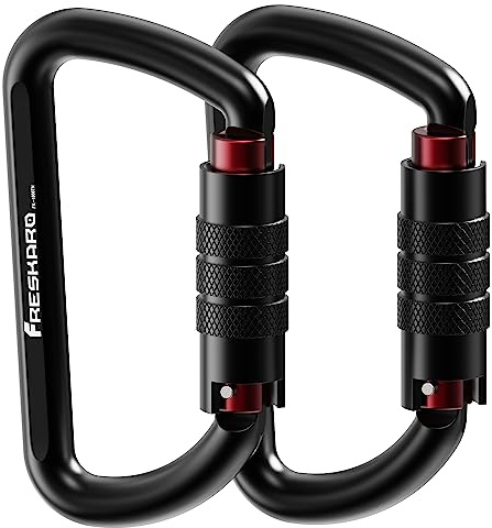 3inch Locking Carabiner Clips-Twist Auto Lock Caribeener, Heavy Duty Keychain Key carabeaner Hooks, 7075 Aerial Aluminum Ultra Light, for Hammock, Hiking, Yoga Swing, Camping, Backpack etc, Black