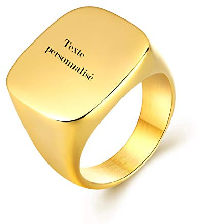 AFSTALR Bague Homme Or Chevalière Sceau Anneau en Acier Inoxydable Fantaisie Bijoux Chevaliere Personnalisable