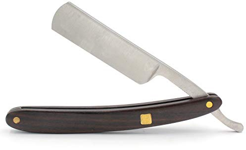 Straight Razor, Wooden Straight Edge Razor for Man Stainless Steel Manual Straight Razor, Cutthroat Rosewood Razor, Natural Wood Scale Vintage Razor Barber Razor