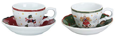KASANOVA Set tazze tè natalizie in porcellana, 2 pezzi multicolore