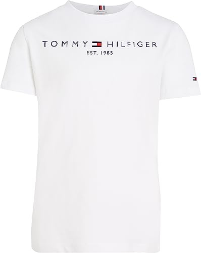 Tommy Hilfiger Kids’ Unisex Short Sleeve Round Neck Essential Tee, White (White), 12 Years