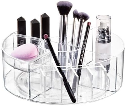 iDesign Make-up Organizer drehbar, individualisierbare Schmink Aufbewahrung aus der Signature Series by Sarah Tanno, Beauty Organizer aus Kunststoff für Make-up und Tools, Transparent