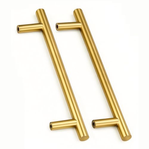 Drenky Lot de 2 Poignées Dorées en Acier Inoxydable - Poignée de Tiroir et Placard Cuisine, Entraxe 192mm