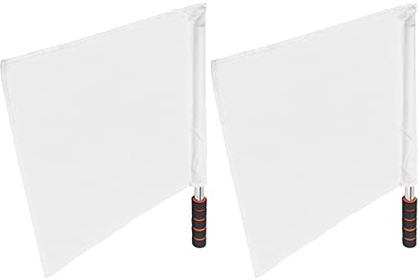 EVTSCAN 2 pièces arbitre drapeaux officiels en acier inoxydable pôle sport compétition juge de ligne drapeau à la main(blanc)